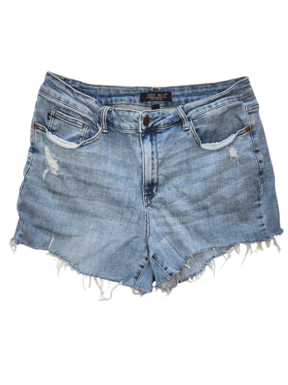 Judy Blue Distressed Raw Edge Denim Shorts Plus Size 18W